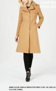 Anne Klein Single-breasted midi Coat. Size 22, Colour Camel. - Picture 1 of 1