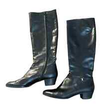 Salvatore Ferragamo Black Leather Riding Boots Size 8
