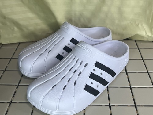 Adidas sandali bianchi Slides con striscia nera uomo taglia 9