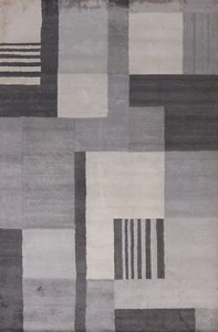 Soft and Plush Grey Wool Modern Area Rug Hand-tufted 5x8 ft - Picture 1 of 14