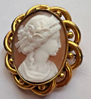 Antique cameo brooch gold tone metal mount