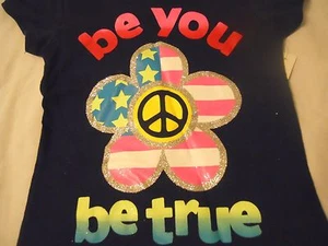 Mädchen T-Shirt Gr. XS 4-5 Blau Kinder Be You Be True Navy - Bild 1 von 2