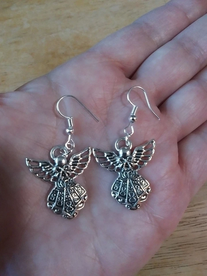 Серьги-ангелы из стерлингового серебра 925 пробы с крыльями подтверждение рождественского пасхального причастия - Изображение 1 из 1