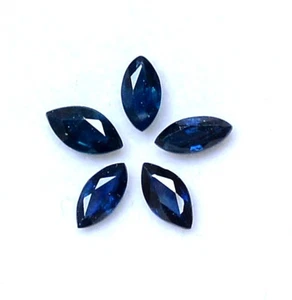 Lotto marchesa zaffiro blu naturale taglio 5x2,50 mm 05 pezzi 0,86 CTS pietre preziose sfuse - Foto 1 di 7
