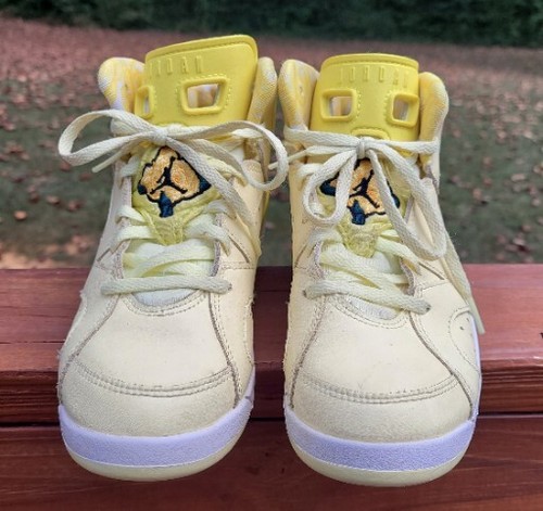 Nike Air Jordan Retro 6 Citron Tint Dynamic Yellow Scarpe Sneakers Scuola Tg 3Y