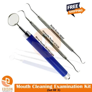 Kit de examen de espejo LED dental removedor de sarro funda escalador de hoz - Imagen 1 de 4