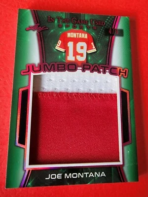 JOE MONTANA GAME USED JUMBO JERSEY PATCH CARD #d4/4 2019 LEAF ITG SAN FRANCISCO - Image 1 of 3