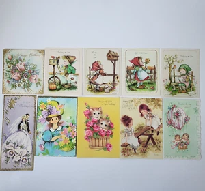 Tarjetas de felicitación antiguas vintage sin usar (10) varias ocasiones gatos dulces niños arte - Imagen 1 de 22