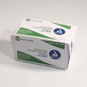 200 esponjas de gasa Advantage Dynarex 4 x 4 vendajes de 12 capas herida no estéril 3265 - Imagen 1 de 1