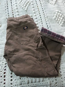 Pantalones de carpintero Dickies de franela envejecida forrados marrón para hombre 40x32 relajados - Imagen 1 de 11