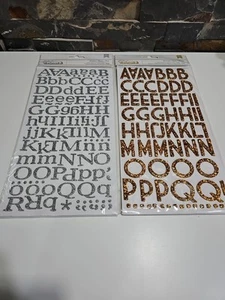 Lot Of 2 American Crafts Thickers Chipboard Letter Stickers Gold Silver 133, 252 - Picture 1 of 4