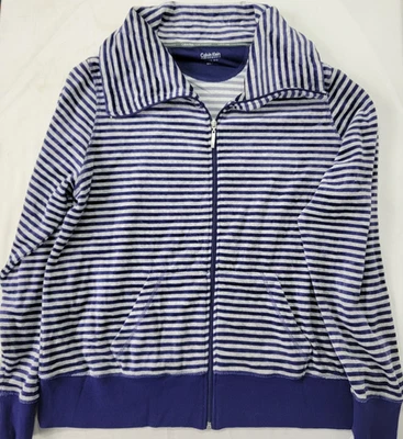 Chaqueta CK Calvin Klein Vintage Para Mujer Cremallera Manga Larga Rayas Nueva de Lote Antiguo Talla 2X Foto 1 de 4