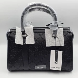 Nine West Jet Black Logo Ellis Satchel Crossbody Bag NWT - Picture 1 of 11