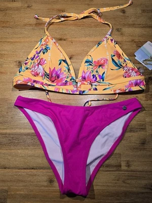 SUNSEEKER + LASCANA MIXKINI Bikini, 38 Cup C/D + Tanga 36, gelb-pink,NEU+ETIKETT - Bild 1 von 4