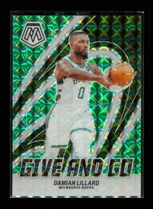 2023-24 Panini Mosaic Give and Go #2 Damian Lillard Green Mosaic Prizm Bucks - Picture 1 of 2