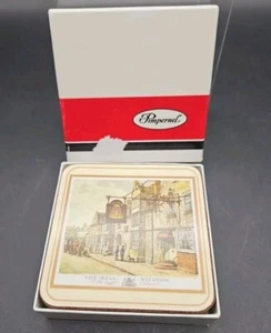 Vintage Cork Back Pimpernel English Inns Coasters Set Of 6 In Box - Picture 1 of 7