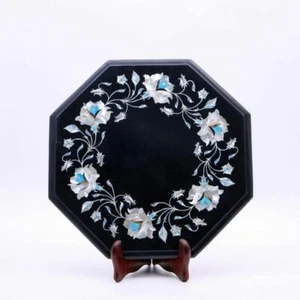 12" Marble Corner Table Top Pietra Dura Floral Inlay work Home / Office Decor - Picture 1 of 3