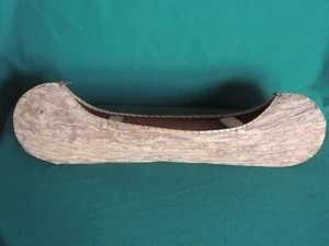 Vintage Native American Large 24" Bark wood Display Canoe Folk Art Primitive - Picture 1 of 12