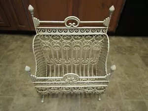 Vintage cast iron white magazine rack metal ornate - Picture 1 of 4