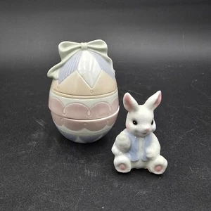 Porcelain Egg Trinket Box with Rabbit Figurine Trinket Easter Egg - Bild 1 von 6