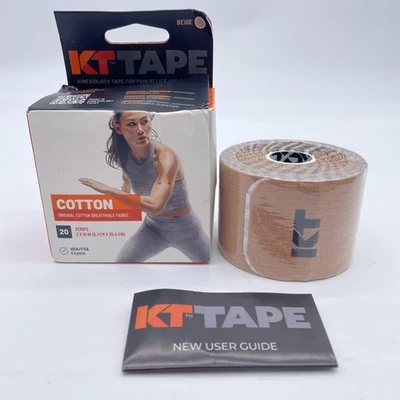 Cinta deportiva de algodón original KT TAPE, 20 tiras precortadas 2"x10" beige Foto 1 de 4
