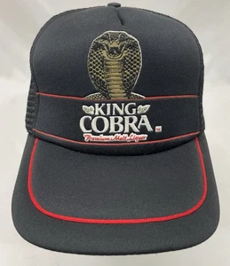 Vintage 80s 90s King Cobra Malt Liquor Hat Cap Snapback Mesh Trucker Style Black - Picture 1 of 17