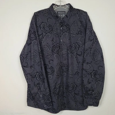 I.N.C. Camisa Negra Para Hombre XL Flocada Cachemira Abotonada Manga Larga Informal Foto 1 de 4