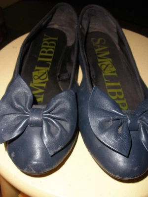 Sapato plano SAM & LIBBY azul couro liso com arco o balé original 8,5 M - Imagem 1 de 4