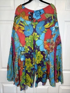 Wide Leg Tropical Floral Knee Length Culottes Shorts Pants Boho Hippie Sz M - Picture 1 of 23