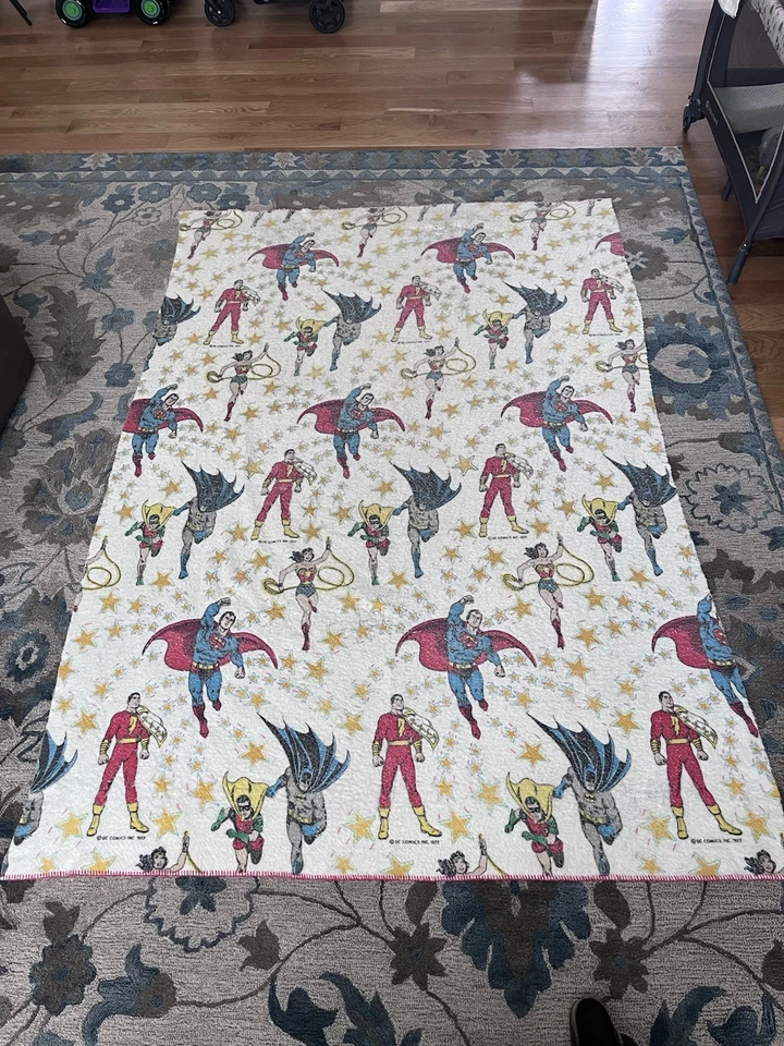 Manta de superhéroe vintage 1977 tamaño doble DC Comics Foto 1 de 4