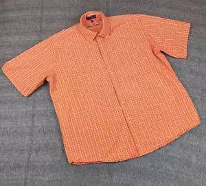 Alan Flusser Men's Button Down Short Sleeve Shirt Pocket Adult XL Orange Casual - Picture 1 of 7