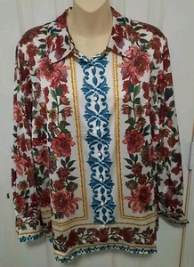 NWT TALBOTS 2XP Plus Petite Button Front LS Floral Career Blouse - Picture 1 of 3