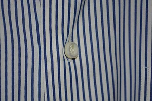 $425 MINT Ermenegildo Zegna White Bold Blue Striped Dress Shirt 17.5 38 - Picture 1 of 12