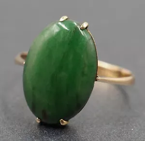 Jadeite 14ct Yellow Gold Ring - Picture 1 of 8