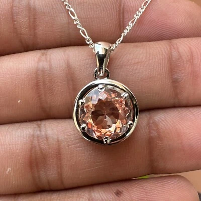 Colgante de zafiro Padparadscha natural de 18 quilates joyería certificada de plata 925 MG040 Foto 1 de 4