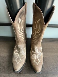 Justin Embroidered Cross BRL9753 Brown Leather Western Cowboy Boots Womens 11B
