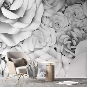 Wall26 - White Roses Floral Wall Mural - 100x144 inches - Picture 1 of 7