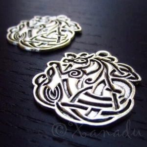 Celtic Dragon Charms 29mm Antiqued Silver Plated Pendants C3770 - 5, 10 Or 20PCs - Picture 1 of 3
