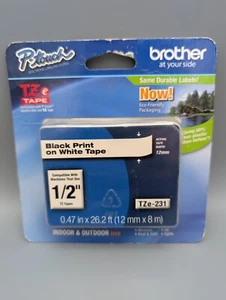 Brother TZE231 Black Print on White 1/2" Laminated Tape for P-touch Label Maker - Picture 1 of 5