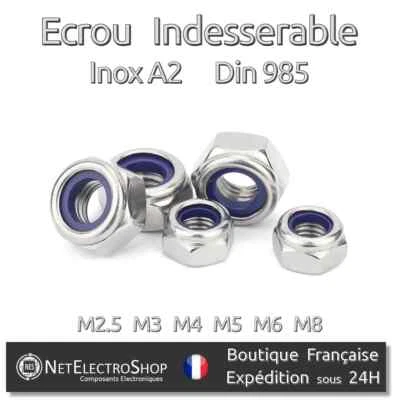 Ecrou Frein, Indésserable, Nylstop Lock, Inox A2, DIN 985, M2.5 à M8, 5 à 50 pcs - Bild 1 von 2
