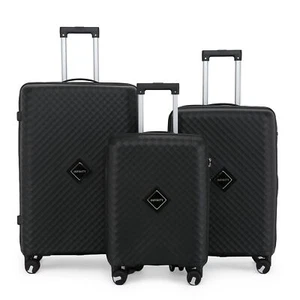 Hard Shell Black Cabin Suitcase Set 8 Wheel Luggage Case Strong Travel TSA Bag - Picture 1 of 32