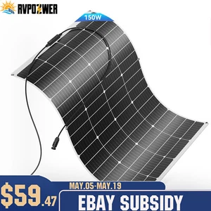 150Watt Flexible Mono Solar Panel 12V Volt Car Boat RV Home Rooftop Camping Roof - Picture 1 of 10