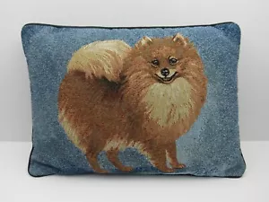 Pommerscher Hund Überwurfkissen Nadelspitze Wandteppich Linda Picken Künstler 16 Zoll x 12 Zoll - Bild 1 von 6