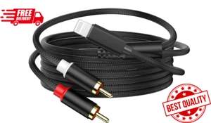 Adaptateur Aux Audio Câble Lightning vers RCA, [Certifié Apple MFi] 2 Mâle RCA Ste - Photo 1 sur 9