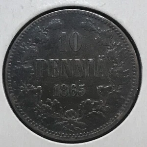 Finland 10 Pennia KM 5.1 VF 1865 - Picture 1 of 2