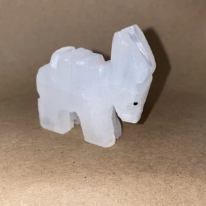 Hand Carved Donkey Burro Mule 2” Figure Carved/Polished Quartz Stone Vintage - Picture 1 of 7