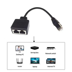 RJ45 Ethernet Kabel Splitter 1 auf 2 Netzwerkadapter, Ethernet Splitter2025 Y4Q5 - Photo 1/11