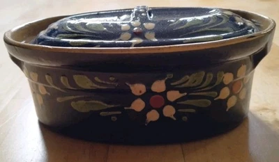 Vintage glasierte Steingut Terrakotta Terrine Elsass Auflaufform - Bild 1 von 4