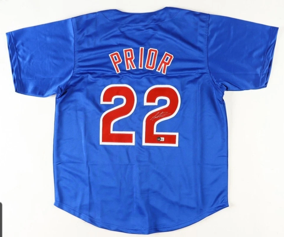 Camiseta deportiva personalizada firmada por Mark Prior de los Chicago Cubs (autenticada por Beckett) Foto 1 de 3