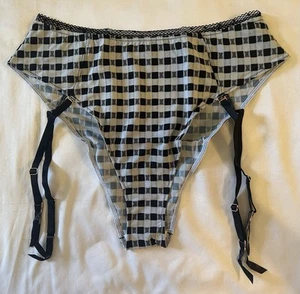 Savage x Fenty Gingham Print Cheeky High Waist Strumpfband Höschen Größe Large NEU - Bild 1 von 4